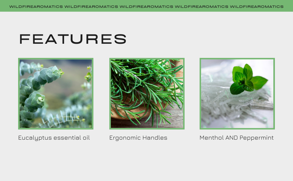 Features of Breathe Clear sinus shower steamers. Eucalyptus essential oil for congestion.  Rosemary essential oil for focus.  Menthol and peppermint to invigorate and energize.